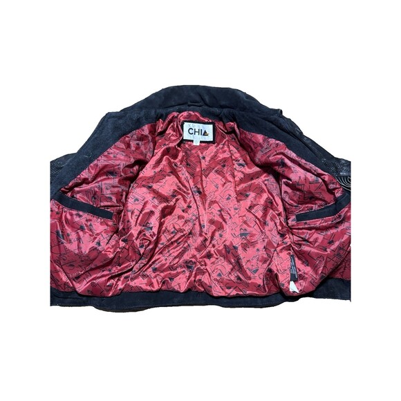 Vintage Chia Leather Jacket Womens Small Black Fringe Western Cowgirl Nashville - Picture 6 of 11